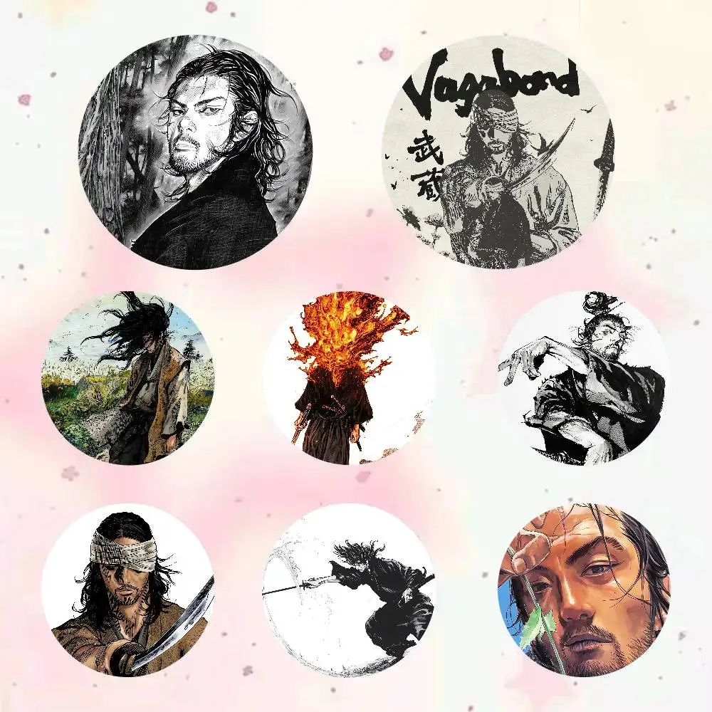 Anime Vagabond Anime Oft Button Pin Creativity Manga Round Badge Cartoon Brooches For Bag Jacket Collar Decor Jewelry Gift