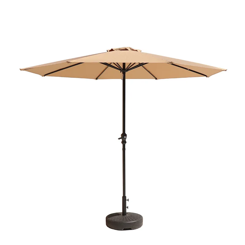 Outdoor Garden Parasol Sunscreen Central Pillar Hand Crank Straight Rod Umbrella Beach Camping Folding Umbrell