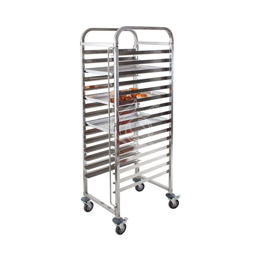 New Design Commercial Kitchen 15 Tier Stainless Steel Bakery Tray Rack Trolley for Hotel Restaurant Kitchen