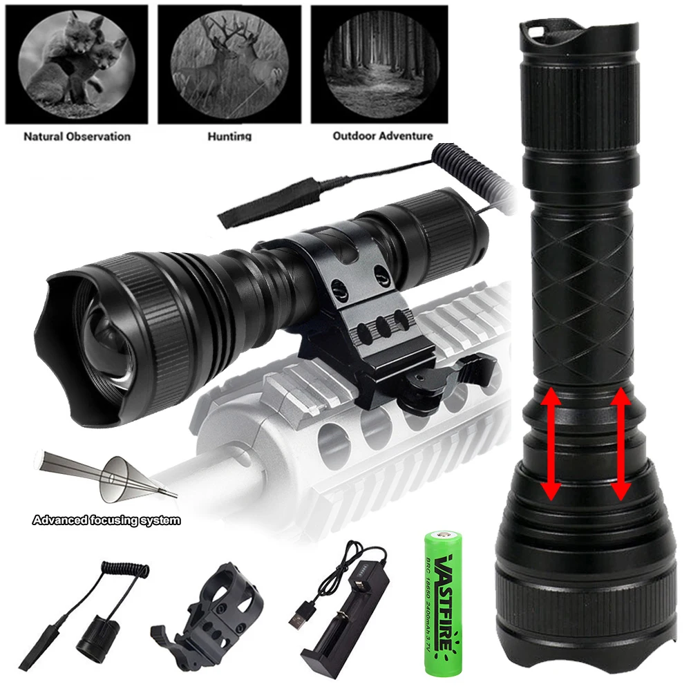 850nm/940nm Zoomable Infrarot Taschenlampe 200 Yards Jagd Taschenlampe Wasserdichte IR Nachtsicht Illuminator für Nacht Gerät