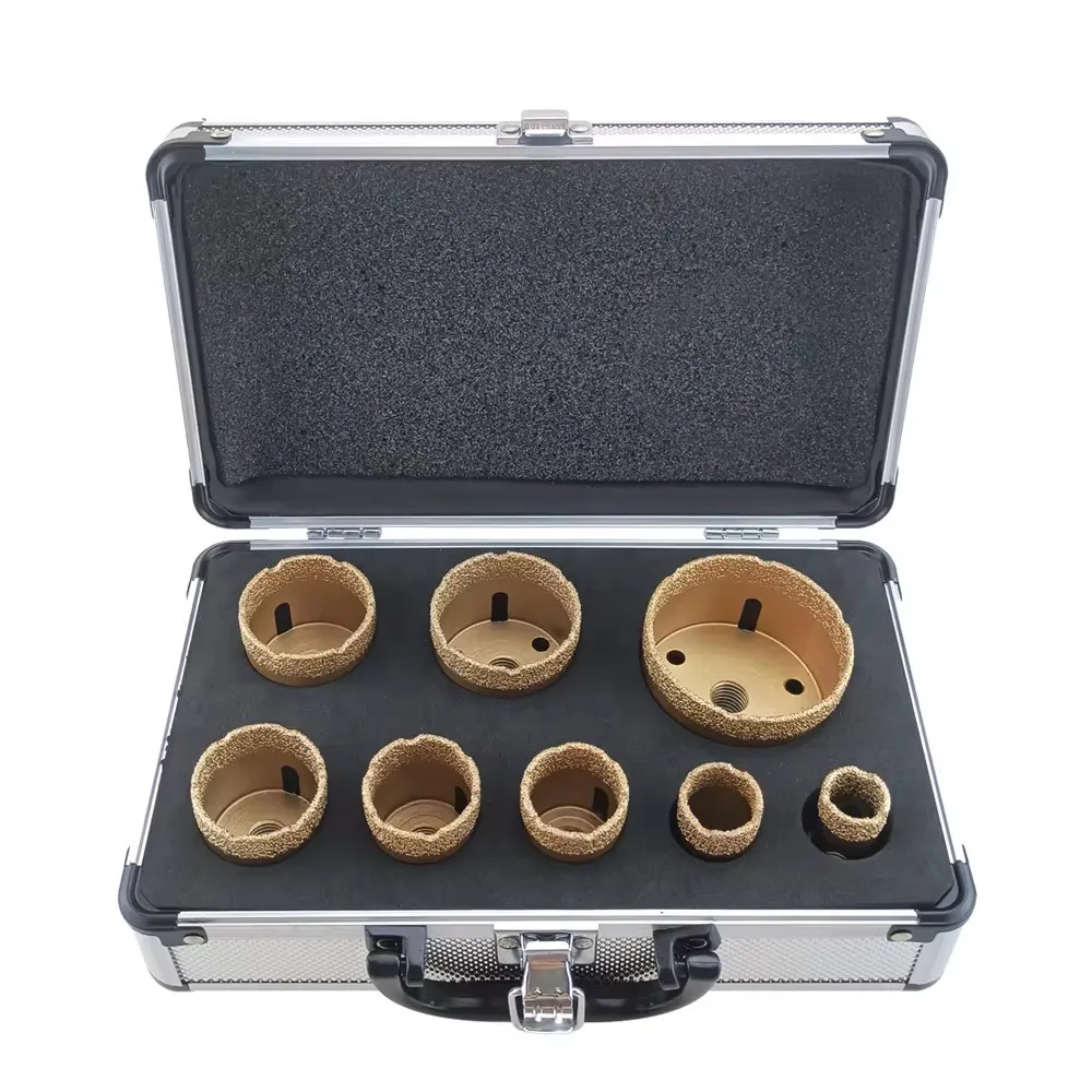 8 Pcs Dry Drill M14 Thread Brazing Hole Saw Set Porcelain Tiles Crowns Granite Marble vitrified tile Drill Bits Tools