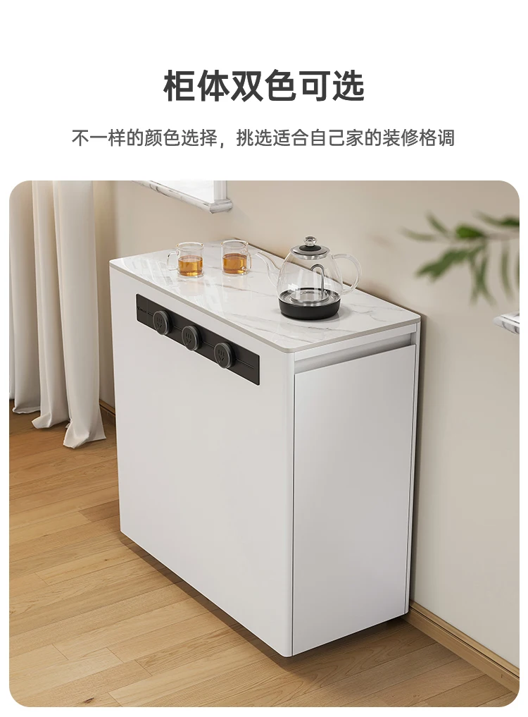 Separate mid-island, movable narrow island, small apartment, solid wood rock slab, dining side cabinet