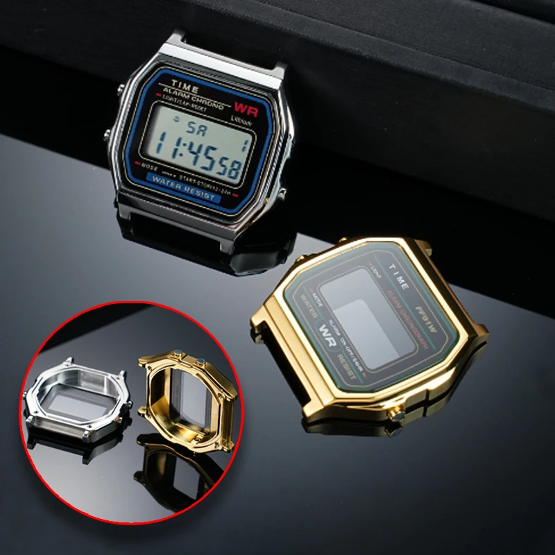 

Retro Metal Case For Casio Small Square A158WA-1DF A159W-N1DF Modified Case kit Stainless Steel Watch Metal Case