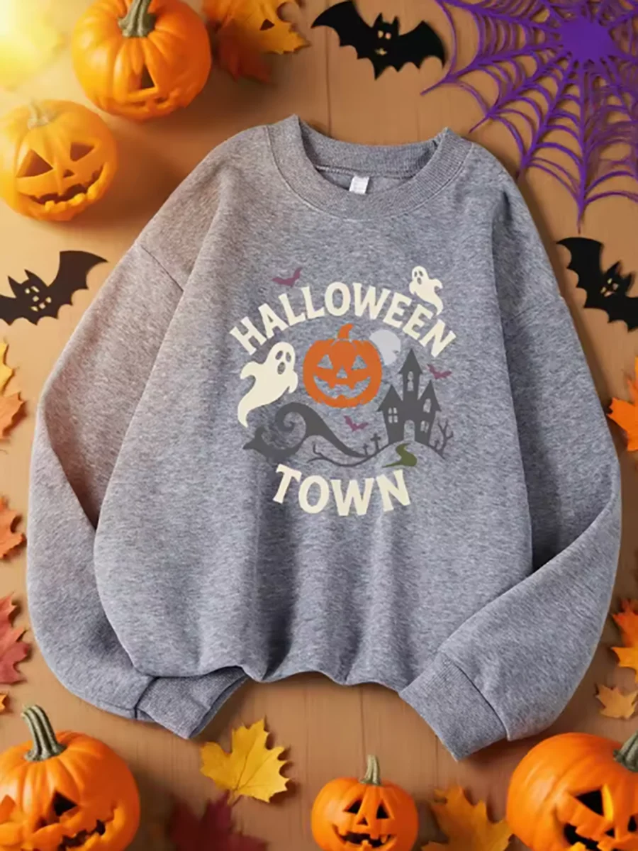 Bluza z okrągłym dekoltem, długi rękaw, nadrukowana, codzienna, ciepła, stylowa