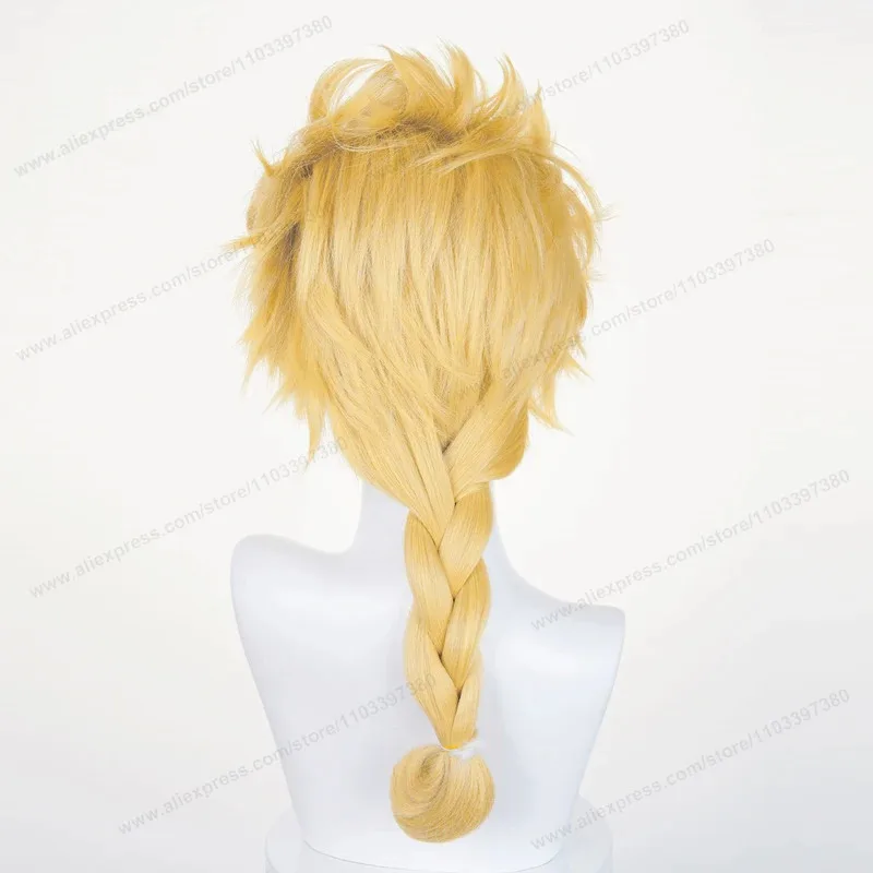 Giorno Giovanna Cosplay Synthetic Wig 58cm Short Golden Men Hair Anime Halloween Wigs Resistant to Heat;3'f,6;t.8' view 6