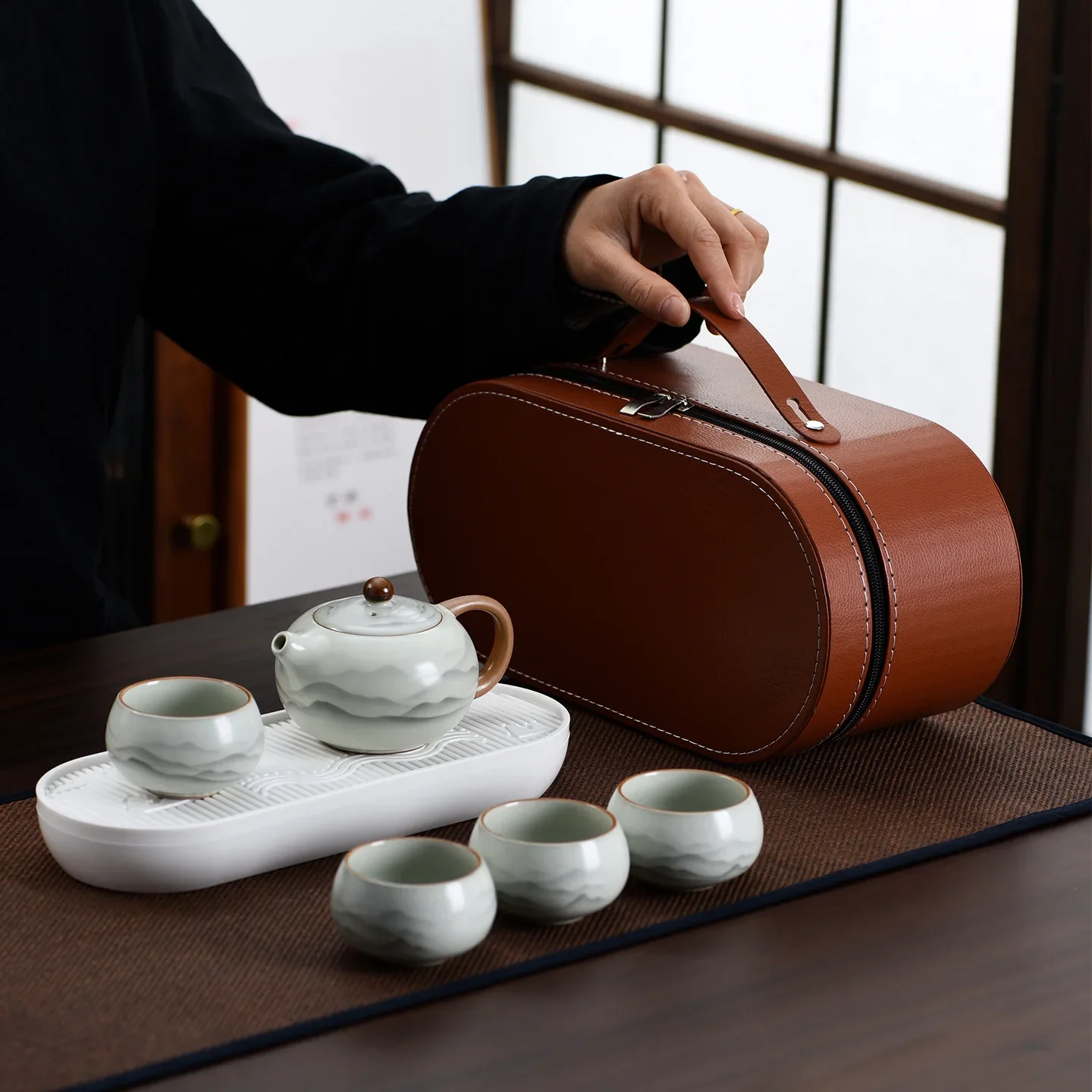 Ruyao Travel Tea Set, Light Luxury Business Reception, High-quality Ceramic Gifts for Leading Customers,kung Fu Tea Tool Set Cup