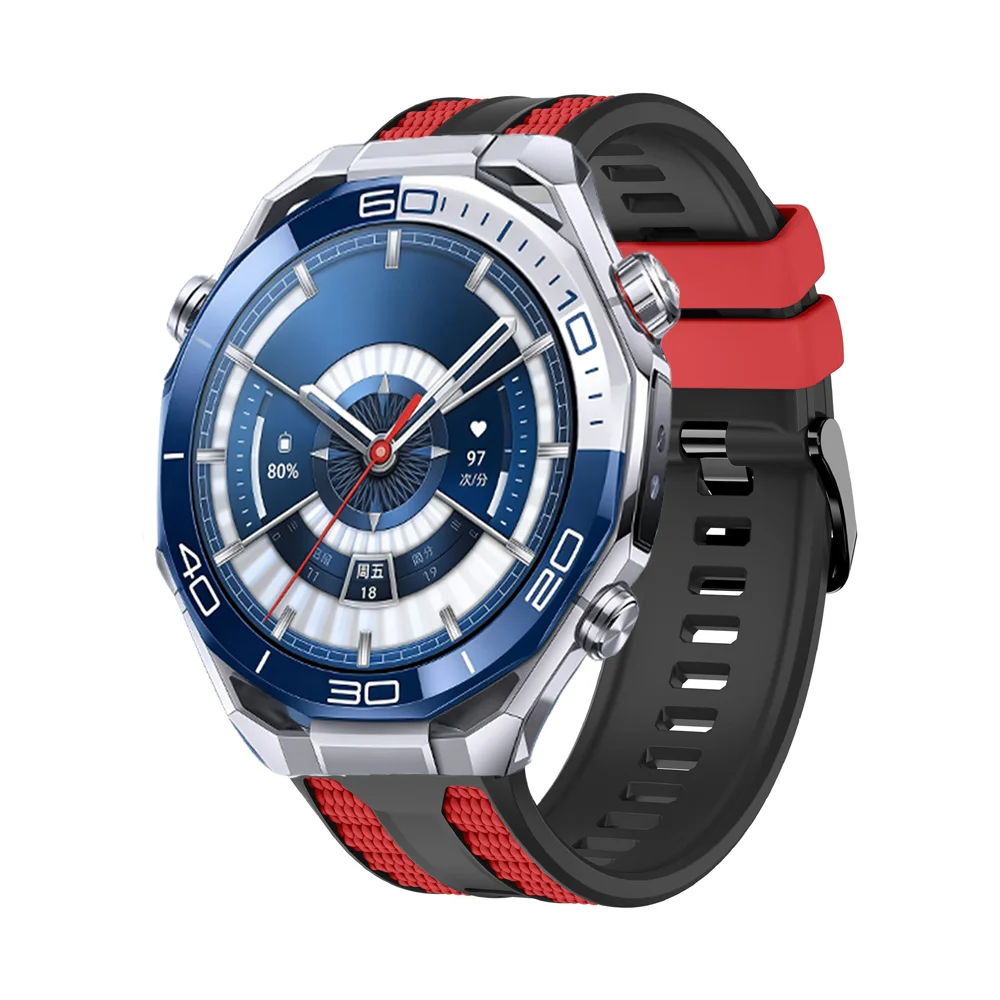 22mm Official Two-color Silicone Strap for Huawei Watch Ultimate 2/GT6-5-4-3 46mm Sport Bracelet Huawei Watch GT Runner 2 Band