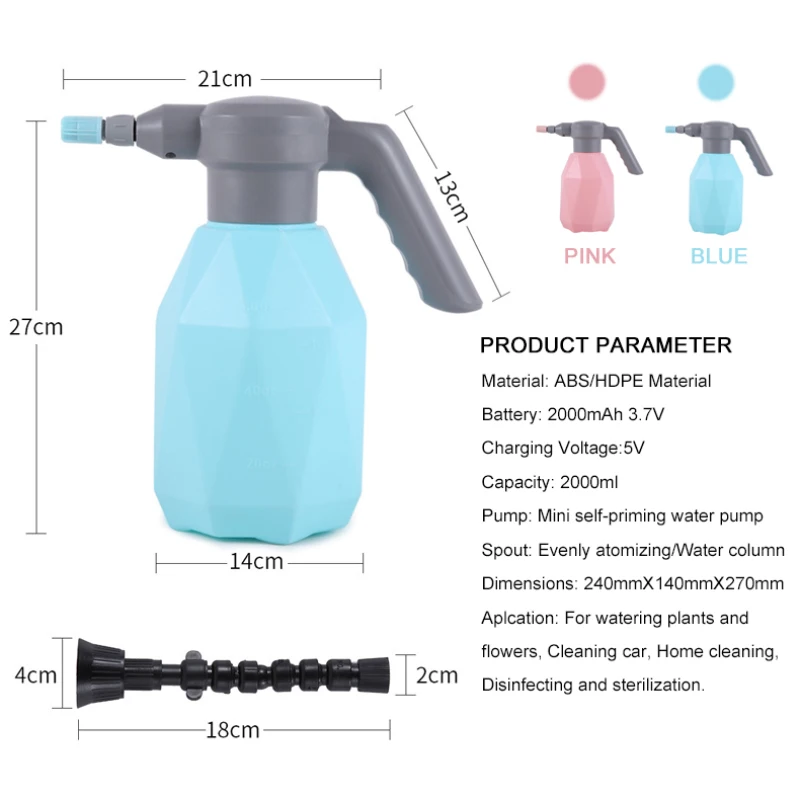 

2L Automatic Garden Sprayer Electric Plant Mister Spray Bottle USB Watering Can with Adjustable Spout Plant Watering Devices