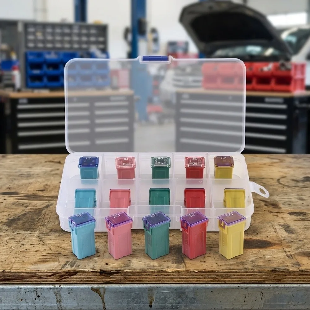 10PCS Automotive Mini Fuse Kit Car Box Shaped with Square Set Accessories for Various Electrical Circuits 20A 60A