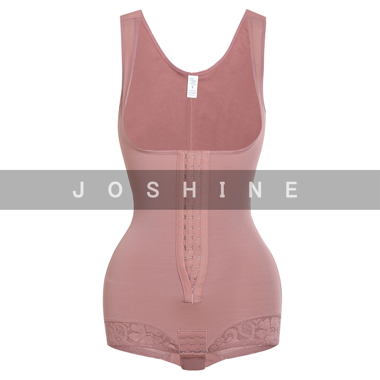 Short One-Piece Eye N Hook Shapewear Wide Straps Tummy Control Fajas Butt-Lifting Slimming Bodysuit For Women