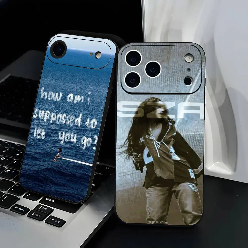 

Singer S-SZA Phone Case Fashion Black Frosted TPU Phone Case for iPhone 12-17. UV Spray Painted Design, Anti-fall Daily Protect