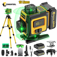 CONENTOOL 16 Lines Laser Level Tripod 4D 360°Self-leveling Horizontal Vertical Professional Laser Level Tools 2x3600mAh Battery