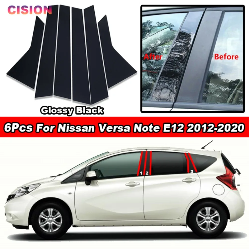 

Carbon Fiber Chrome Black Door Window Center Middle Column B C Pillars Post Mirror Effect Cover Trim Sticker For Nissan Note E12