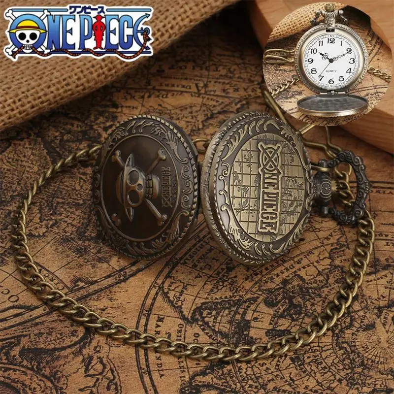 

One Piece Luffy Anime Quartz Pocket Watch for Men Women Fashion Retro Necklace Hanging Watch for Children Creative Quartz Watch