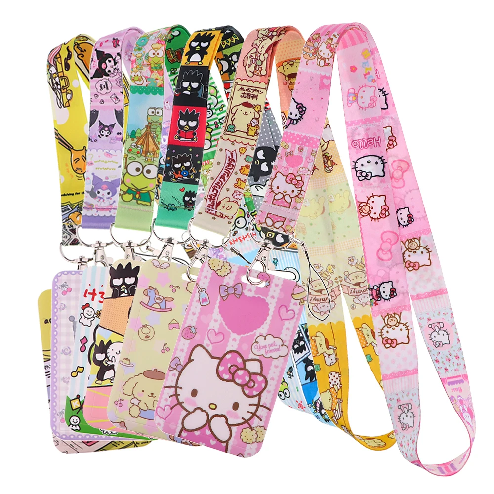 Cute Animated Cat Lanyard For Keys chain Anime Card Cover Badge Holder Keychain for Keyring Accessories Jewelry Friendship Gifts