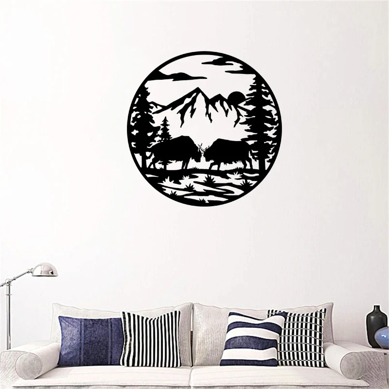 

Living Room Bedroom Bathroom Office Outdoor Indoor Metal Wall Decor Nature Landscape Wall Sculptures Yaks Battle in Highland