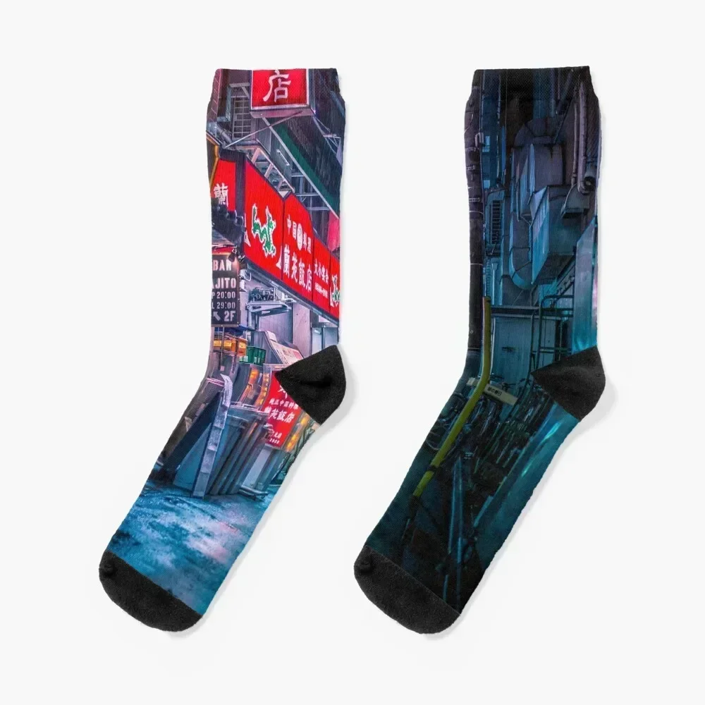 

Heavy Rain Over Neo Tokyo Socks basketball retro cartoon Stockings compression Woman Socks Men's