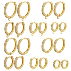 ZHUKOU Classic small hoop earring Cubic zirconia handmade DIY earring clasp hooks Jewelry materials accessories wholesale VE1051