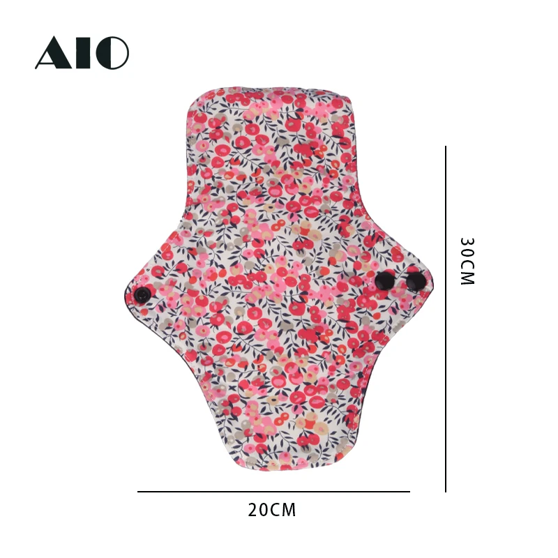 AIO 20*30cm Reusable Sanitary Pads with Wet Pad Bag Washable Bamboo Sanitary Towels Pads Avoid Leaks Odors and Staining