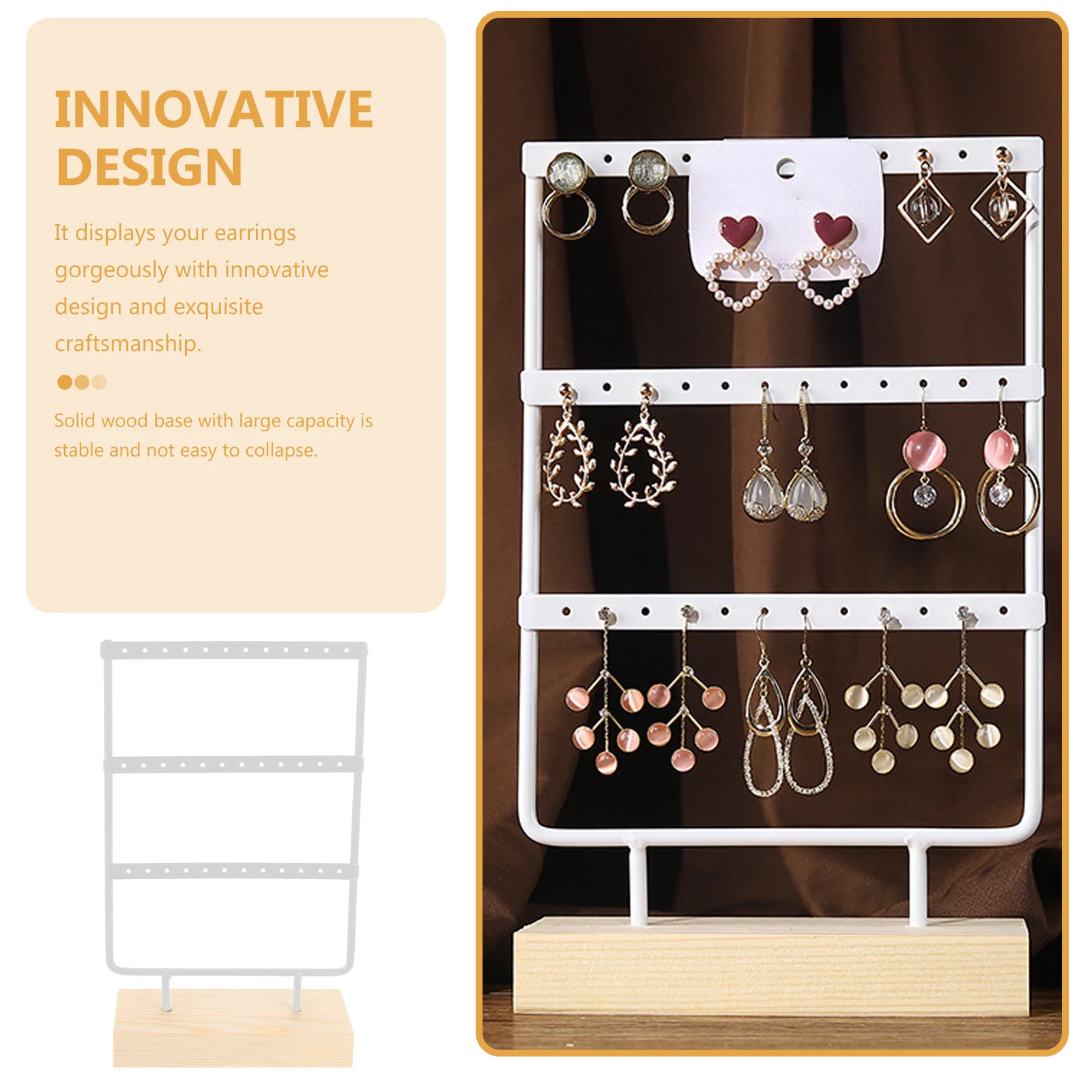 Earring Storage Rack Jewelry Organizer Delicate Earrings Stand Home Crafts Adornment Display Case Vanity Table