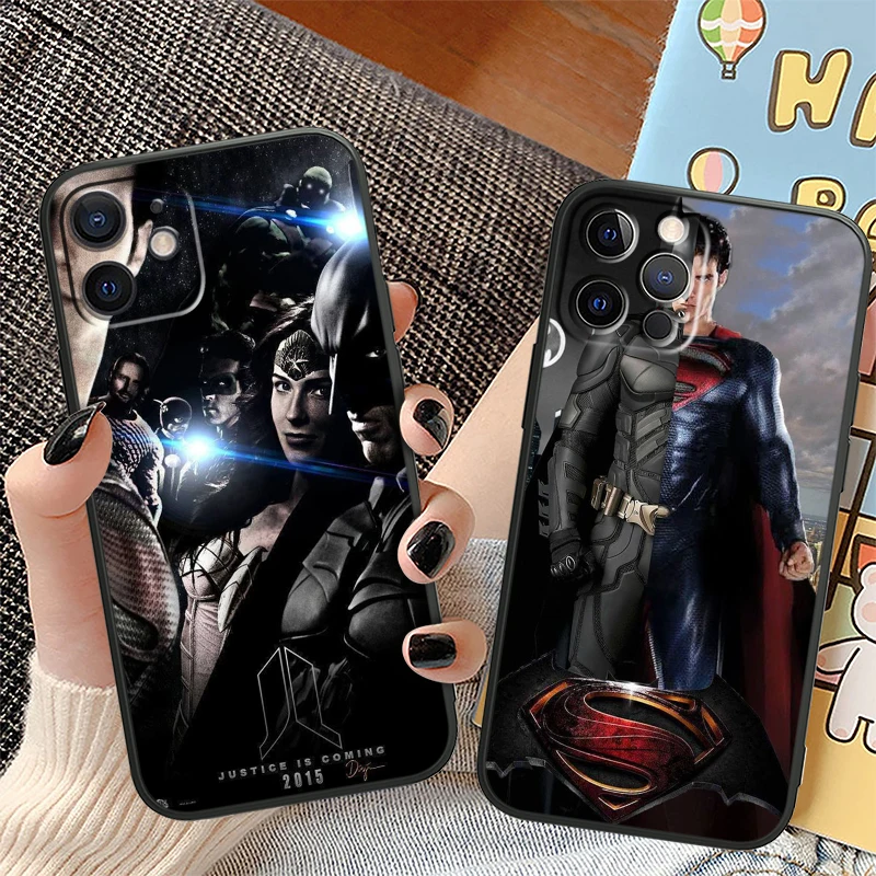 Superman B-atmans For Apple iPhone 15 14 13 12 Mini 11 XS XR X 8 7 Pro Max Plus Soft Silicone Black Phone Case