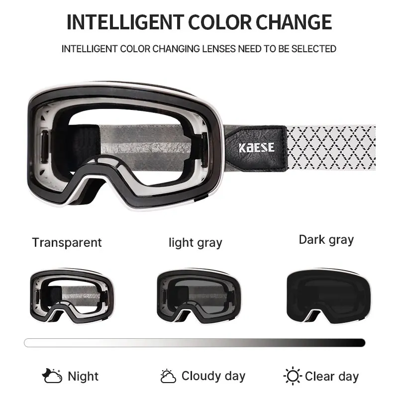 Gafas de esquí fotocromáticas universales para hombres y mujeres, lentes de doble imán, adsorción de revestimiento, uv400