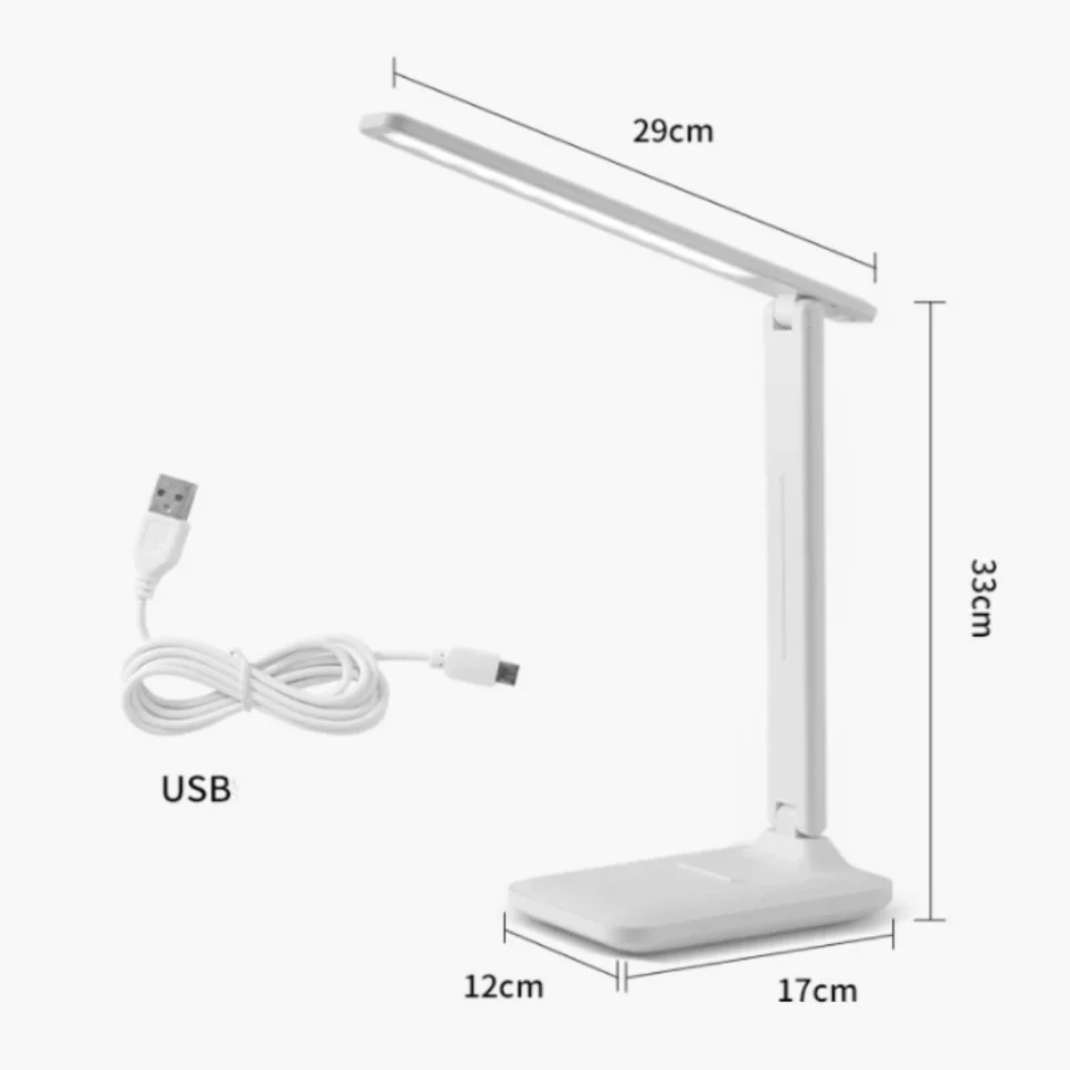 Modern USB Chargeable LED Desk Lamp - Stepless Dimmable Settings - Convenient & Soothing Light - Bedside Reading - Versatile 3-f