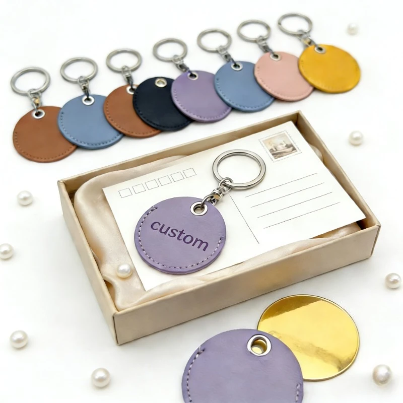 Carte d'accès en cuir PU avec LOGO personnalisé, porte-clés circulaire, carte d'accès communautaire, couverture de Protection, activité d'accompagnie, porte-clés cadeaux