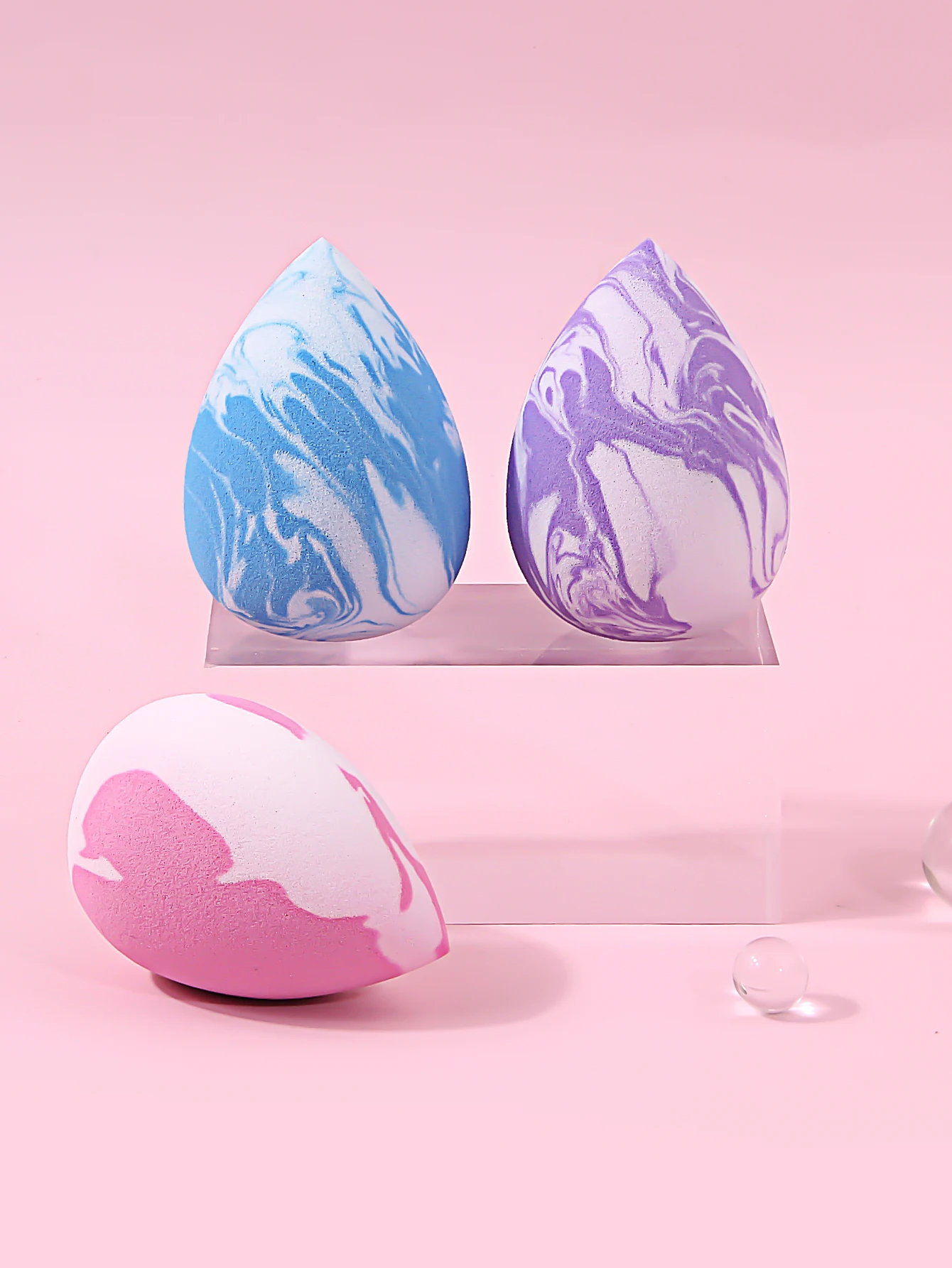 다기능 건조 및 습식 이중 사용 슈퍼 소프트 스폰지 메이크업 에그 파운데이션, 2 색 메이크업 스폰지 파우더 퍼프, 3 개