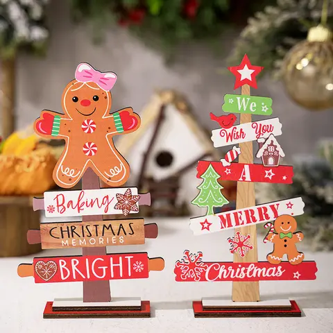 Christmas decorations holiday desktop Christmas tree decorations gingerbread figurines table decorations wooden ornaments