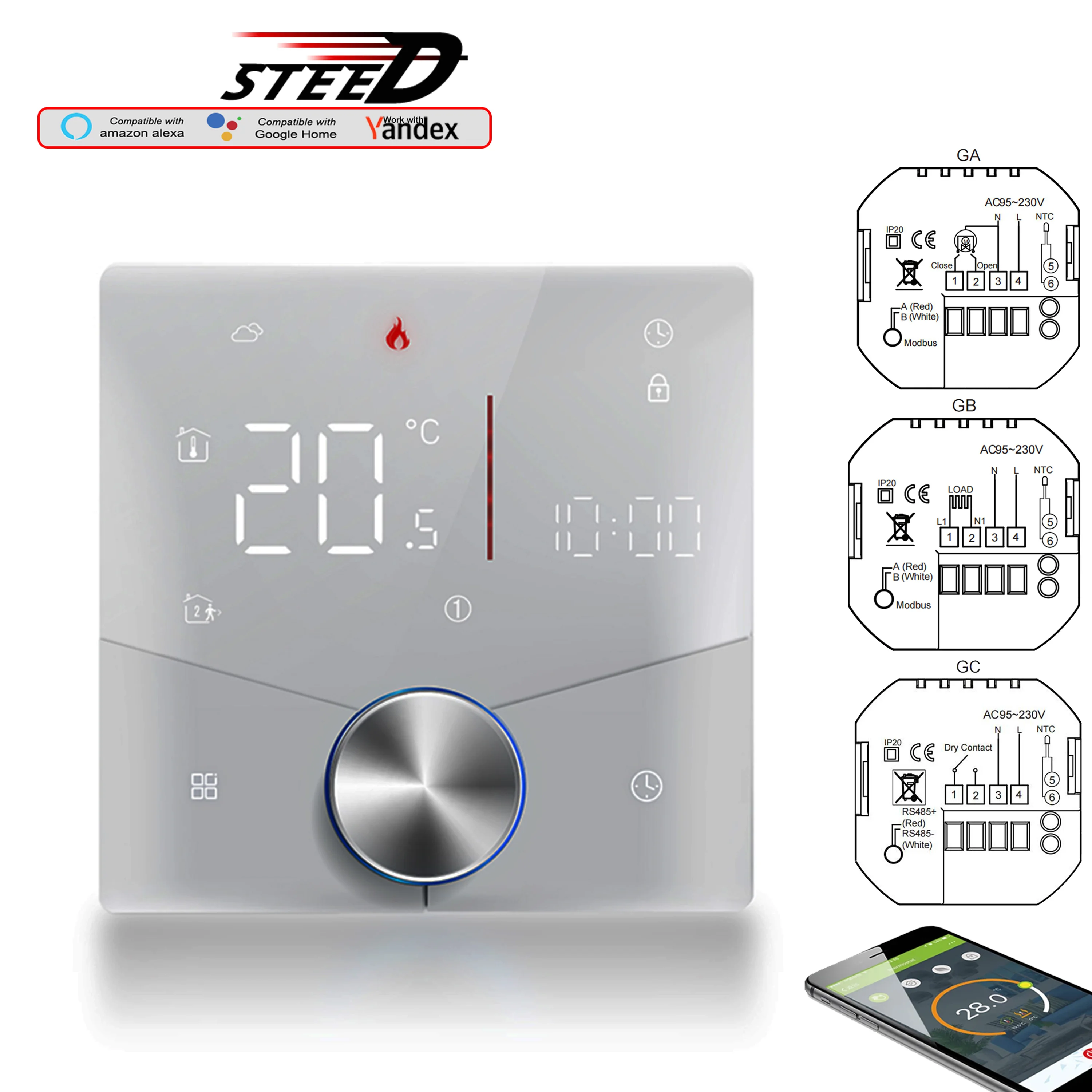 Imagem -05 - Wifi Floor Radiation Heating Termostato com Botão Ajustar Controle de Botão Válvula de Temperatura Caldeira Interruptor Elétrico 24v 220v