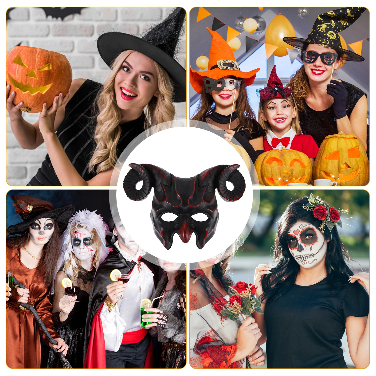 s Horn Masquerade Halloween Party Scary Animal Decorative Mask for Women Men Mask nament Cosplay FestivalWHDDT202103