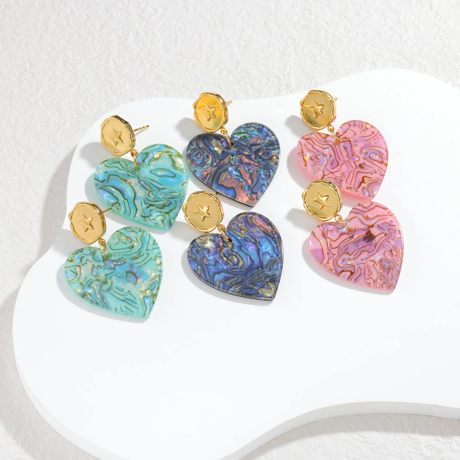 Fashion Stainless Steel Earrings Multiple Colors Unique Irregular Geometric Hollow Acrylic Pendants Women Holiday Jewelry Gifts
