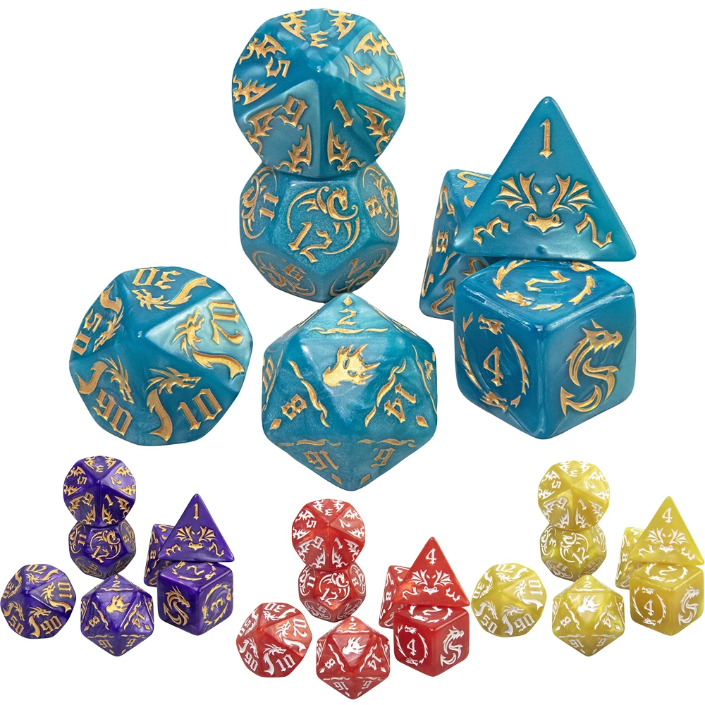 

DND Dice Set 7pcs/set Marble Effect Polyhedral D4-D20 Board Game Dice for TRPG, Perfect Gift fot Table Game Player