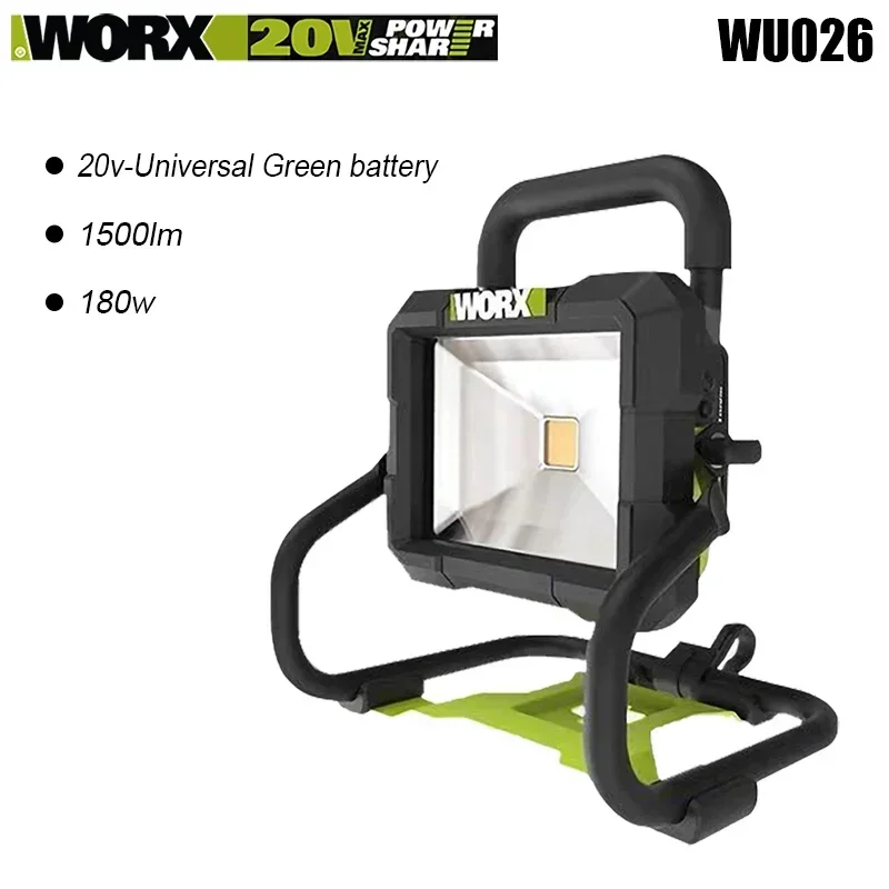 

Worx WU026 20 В портативный прожектор РАБОТАЯ ЛАМПА 1500LM 180 Вт 2 режима Регулируемый перезаряжаемый светодиодный светильник для улицы Зеленый аккумулятор