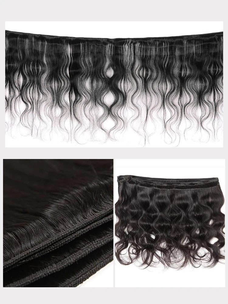 Black Body Wave Brazilian Human Hair Bundles 100% Unprocessed Virgin Hair Weave Extensions 14 16 18 20 30 36 Inches Human Hair image 4