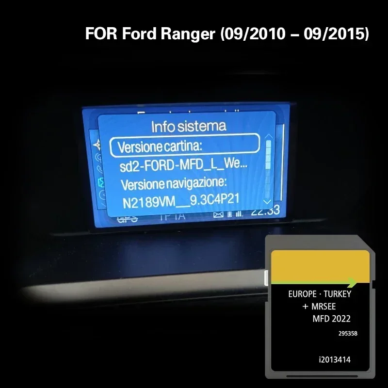Coverage Lithuania Luxembourg Monaco for Ford Ranger (09/2010 - 09/2015) Map MFD 2022 Naving GPS Card