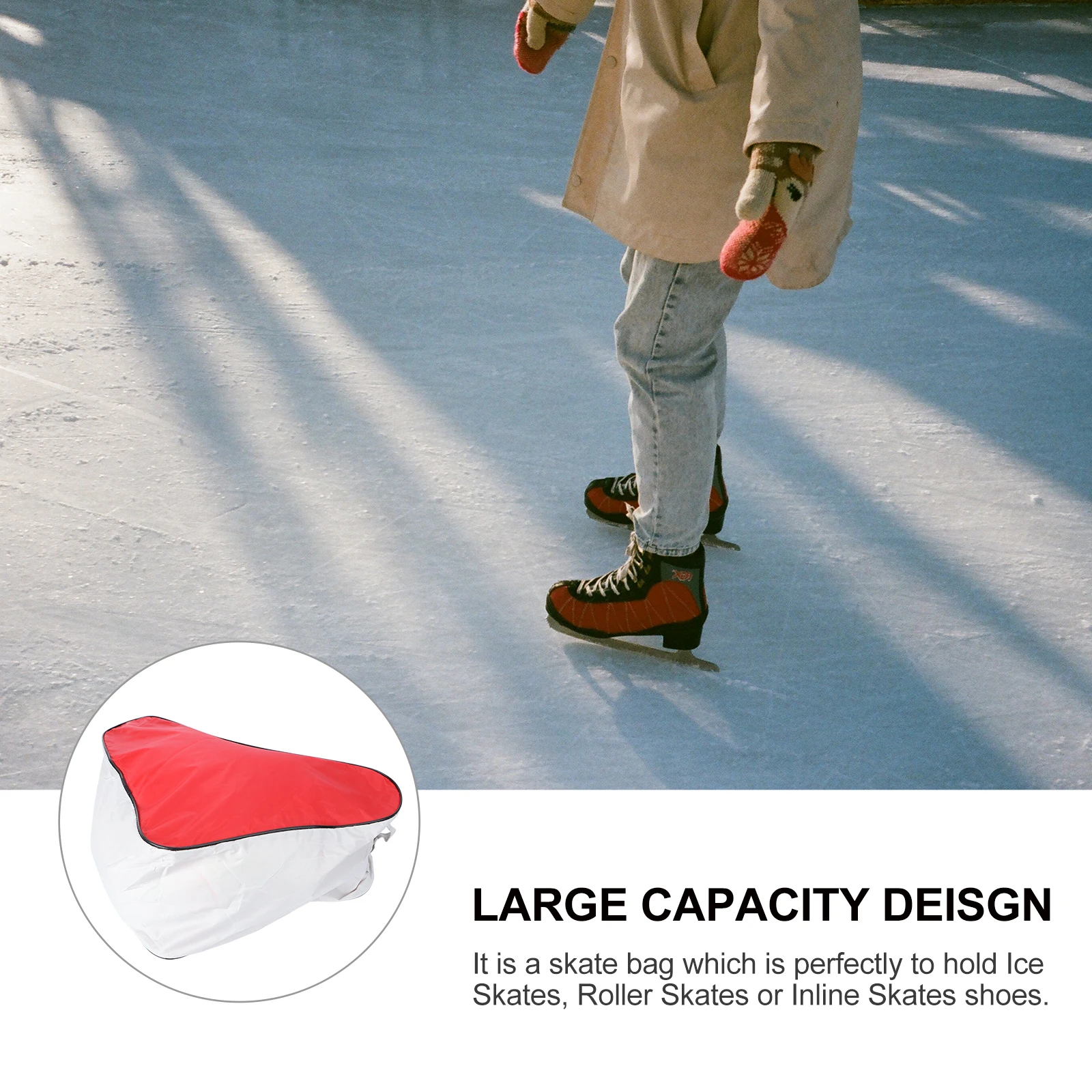 2 قطعة سعة كبيرة شبكة حمل حقيبة الأحمر الثقيلة مقابض للزلاجات كيس التخزين التزلج على الجليد الأسطوانة سكيت حقيبة الكتف الرافعة #2