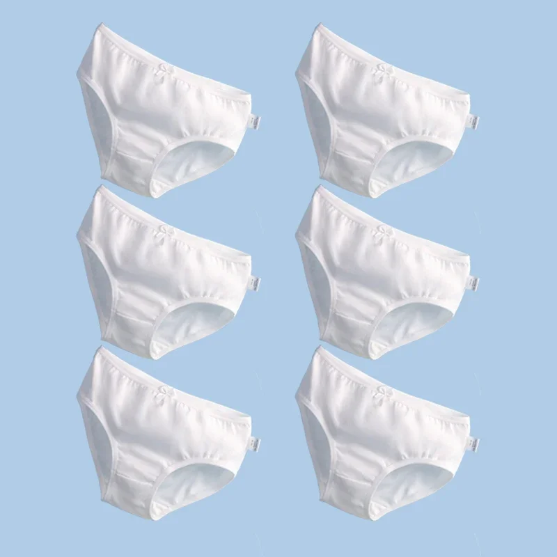 Multi-Pack 6Pcs/Lot White Baby Girls Briefs Cotton Toddlers Girls Panties Kids Underwear Soft Children Underpants For 2 4 6-14T