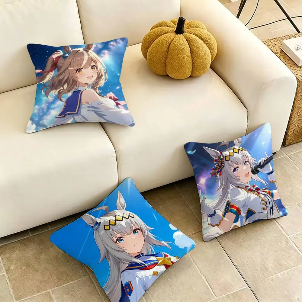 Umamusume Pretty D-Derby Pillow Case Square Double-Sided Sofa Cushion Cover Bedroom Bedside Pillow Gift