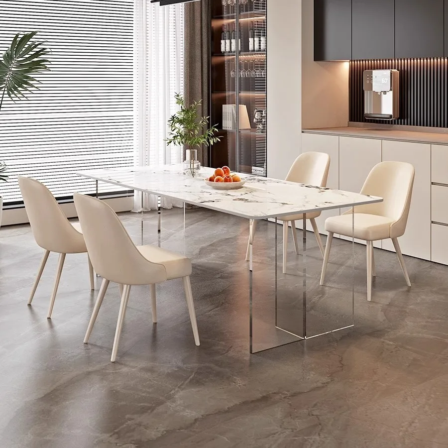 

Slate, dining table and chairs, combination, Nordic, minimalist, cream style, household, suspension