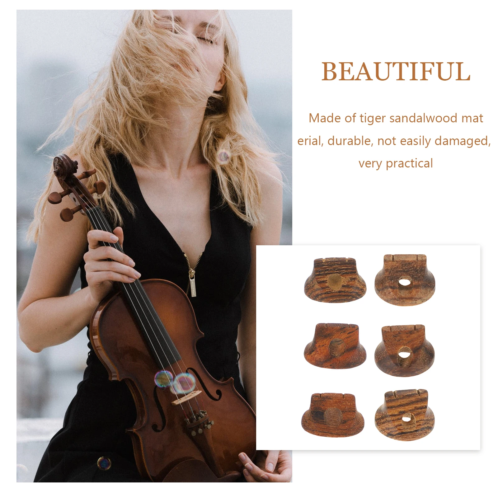 

6 Pcs Erhu Code Accessories Bridge Assorted Bridges Durable Tiger Ebony Fittings