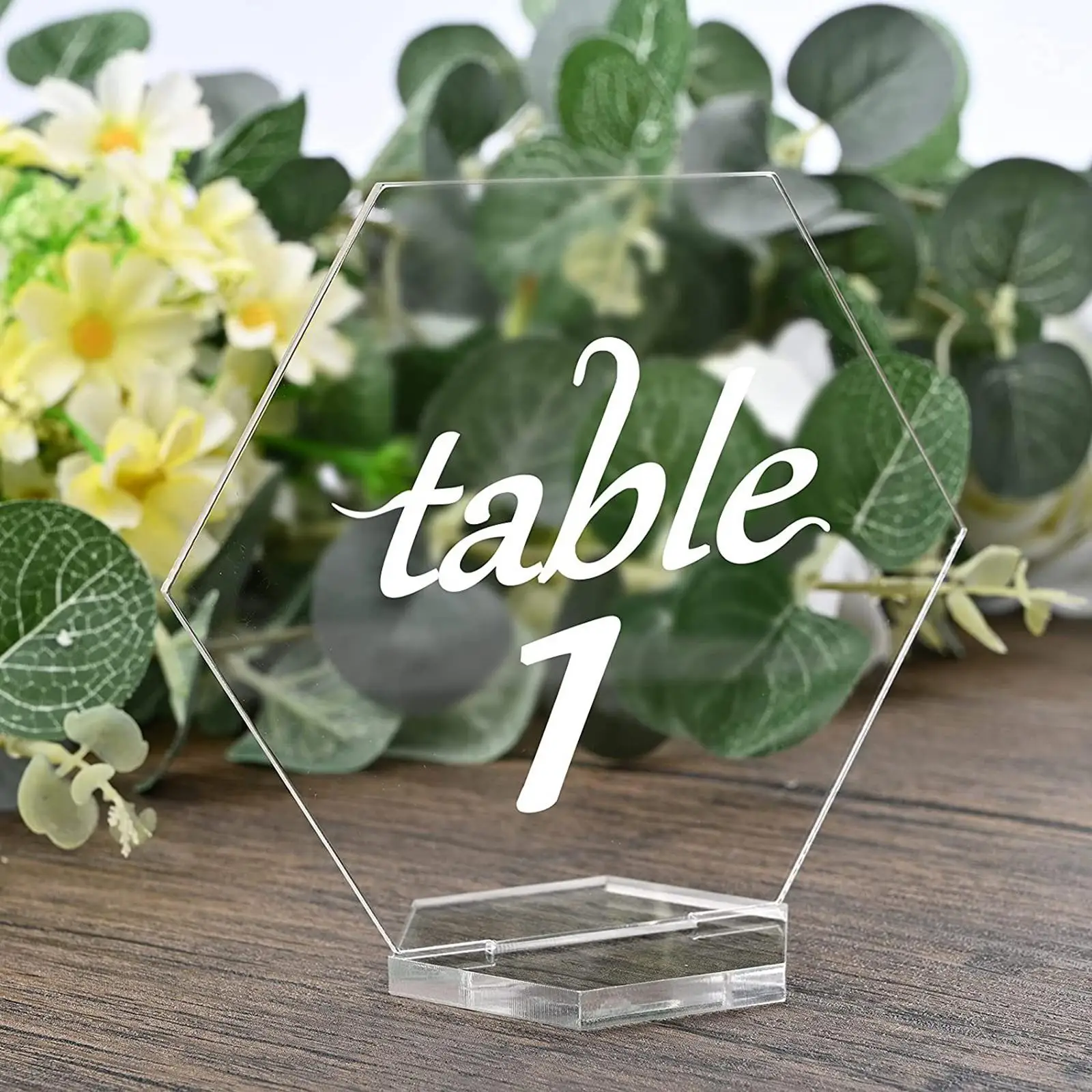 Clear Hexagon Acrylic Name Card for Wedding Seating Chart Reception Party Table Decor - view 5
