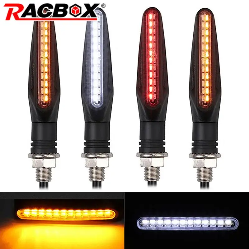 24led Motorcycle LED Turn Signal Lights White Red Amber Flowing Indicators Front Rear Light Flasher Blinker For Dirt Bike Sport