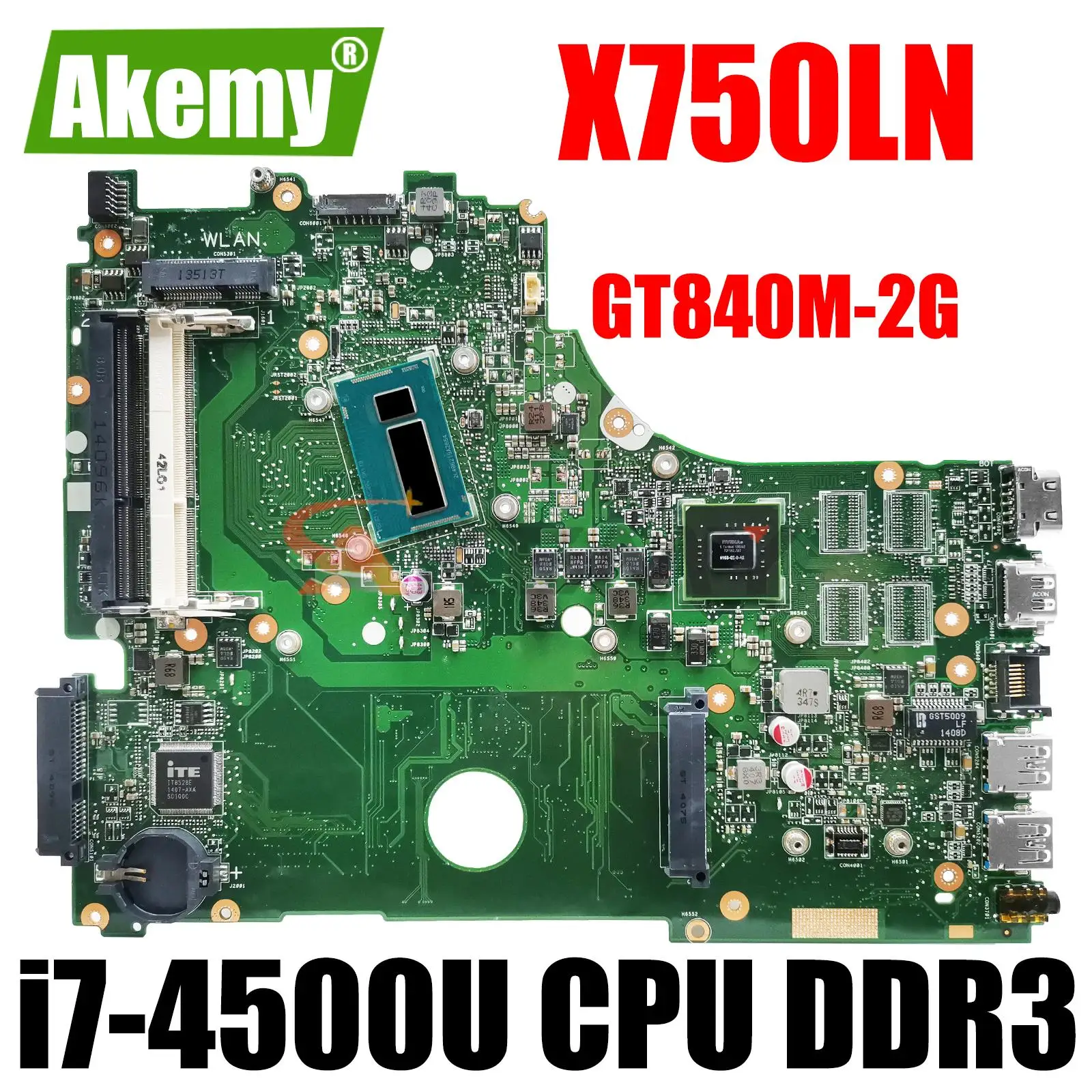 

X750LN Laptop Motherboard For ASUS X750LN X750L K750L A750L Mainboard Motherboard I7-4500 CPU GT840M 2GB GPU DDR3 100% tested ok