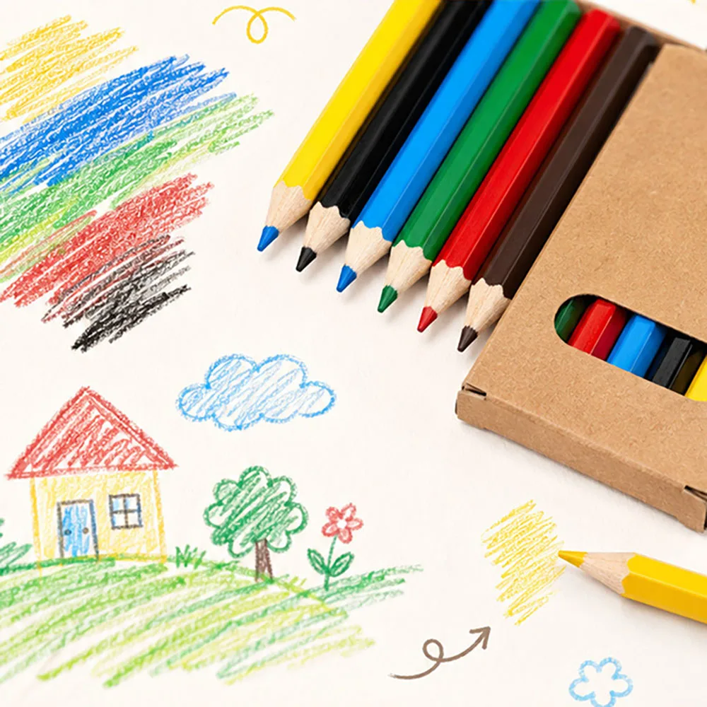 3 Boxes/7 Boxes/15 Boxes/25 Boxes of Mini Colored Pencils for Drawing Classes, Bulk Pack 3.46inch Back-To-School Supplies, Portable Short Chubby Pencils, Each Set Contains 6 Colors, Different Colored Pencils, Suitable for Christmas Gifts