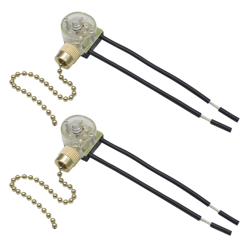 2PCS Universal Wall Light Pull Switch Home Ceiling Fan Lamp Pull Chain Cord Switch Set Replacement Tools 3A/250V ZE-109