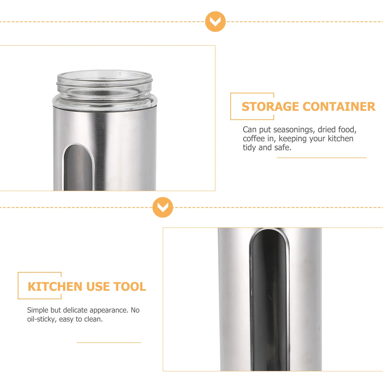 

1Pcs Kitchen Helper Stainless Steel Storage Bottle Dried Food Holder Easy to Take Care of Stainless Steel Storage Bottle