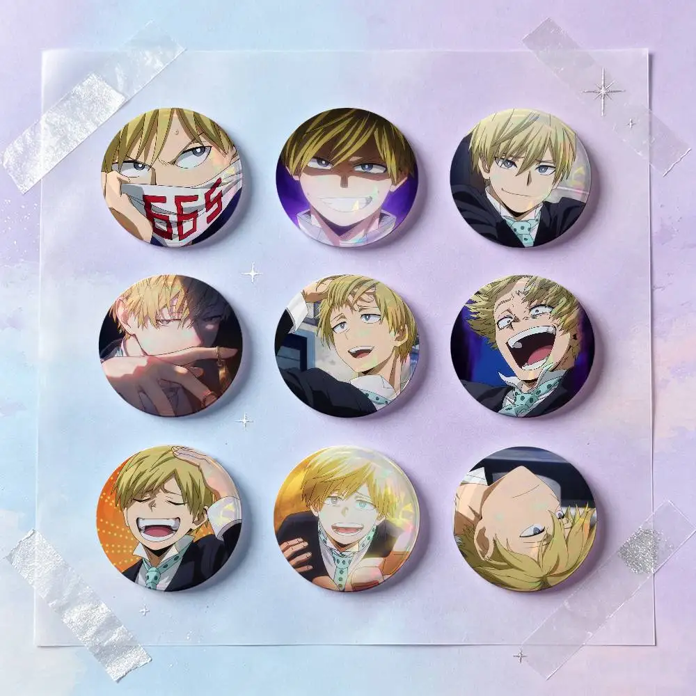 Neito Monoma Anime-Figur Abzeichen Knopf Runde Kreative Anstecknadel Brosche Taschendekoration Zubehör für Fans Sammler Freunde Geschenke