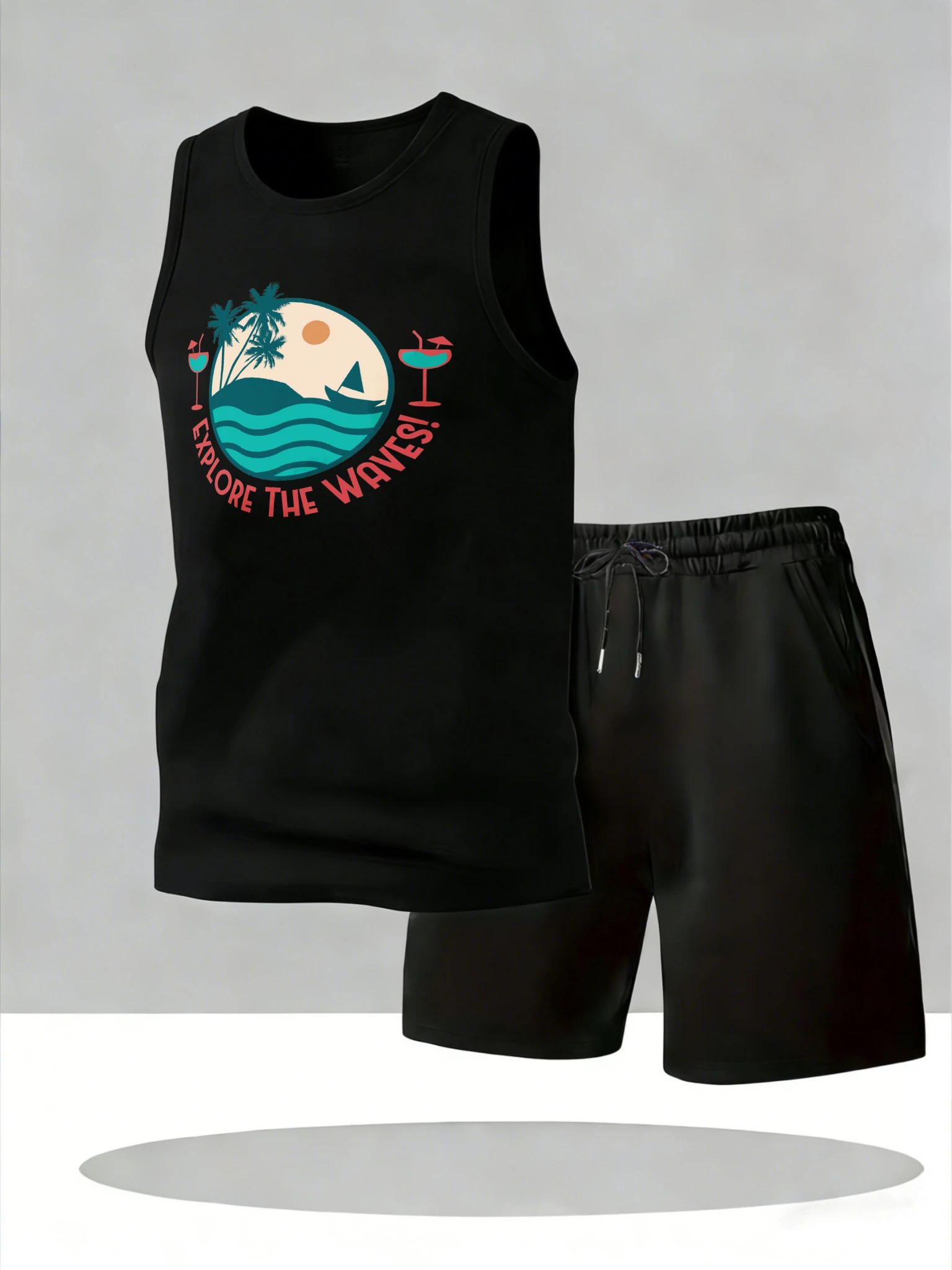 

Men's Tank Top Sets 2026 Summer Quick drying oversize Breathable sports jogging suit beach jogging set running crewneck